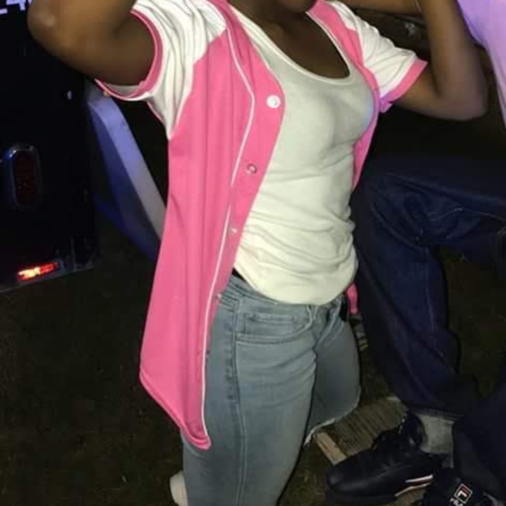 Pink and white jersey